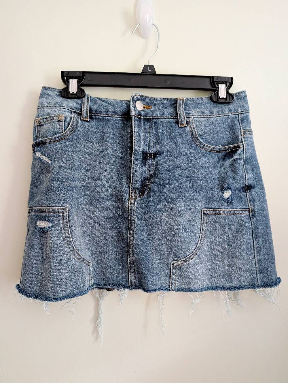 Forever 21 Denim Raw Edge Jean Skirt